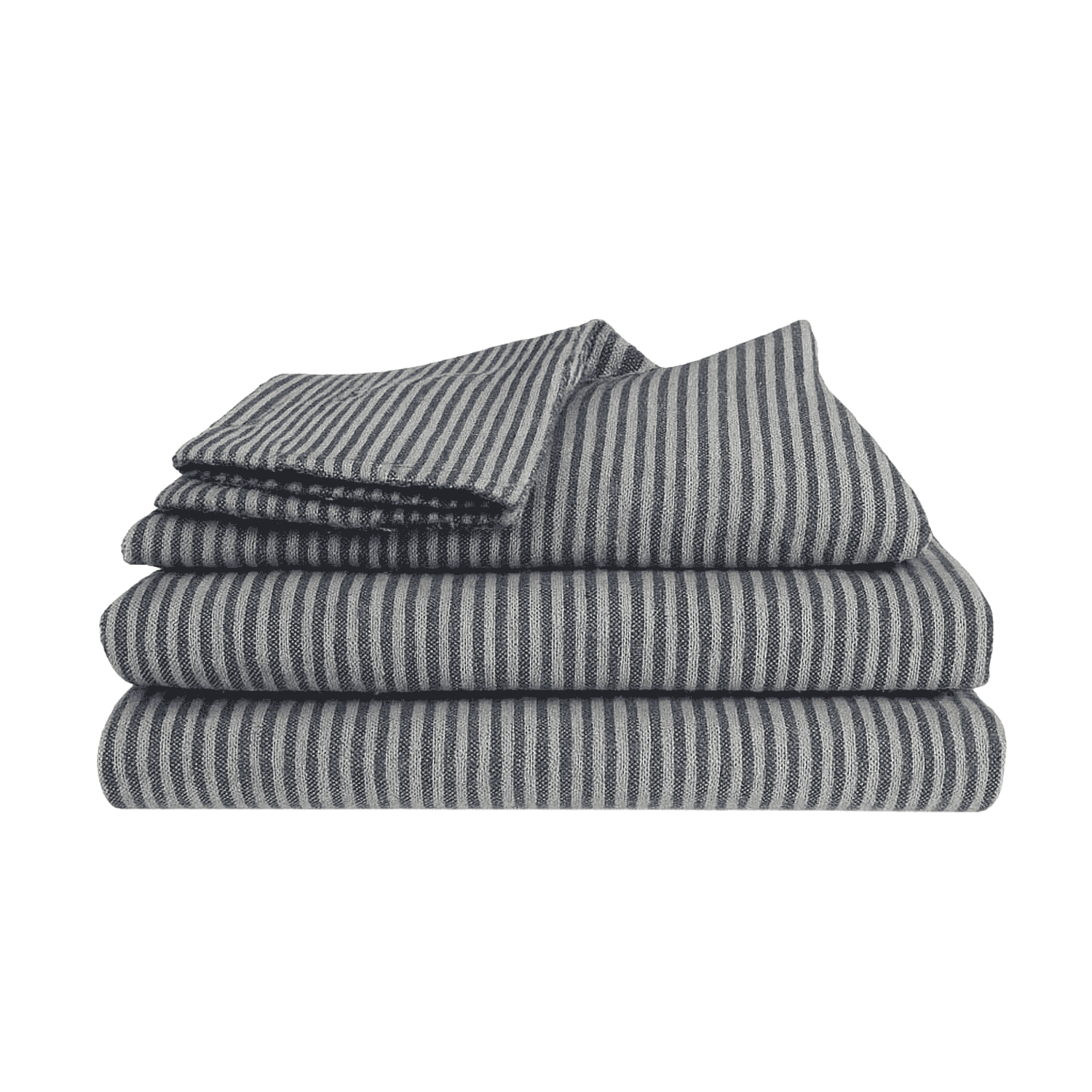 Bettwäsche Set: Flanell weiß blau gestreift
