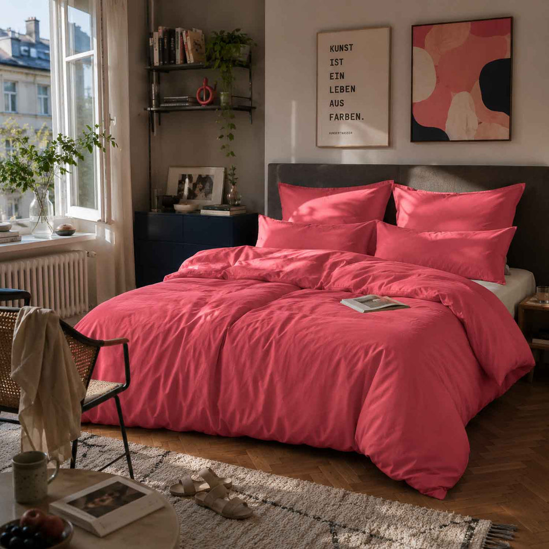 Bettwäsche Set: Perkal pink
